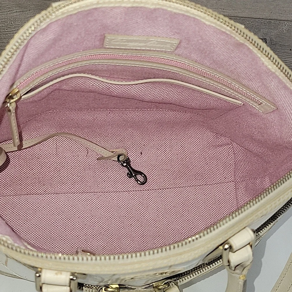 Dooney & Bourke Neutral Cream Croc-Embossed Leather Satchel Bag